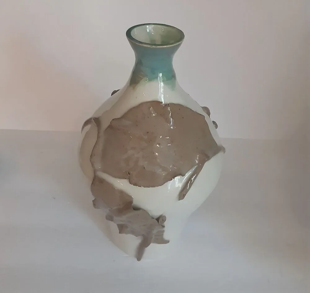 Leaf applique Stoneware Large Decorative Vase Beautiful